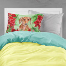Load image into Gallery viewer, Red Dachshund Poinsettas  Standard Pillowcase – Artistic Decorative Front, White Back CK1355PILLOWCASE