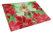 Load image into Gallery viewer, Doberman Pinscher Poinsettas Glass Cutting Boards – Durable, Decorative Kitchen Art Large CK1357LCB