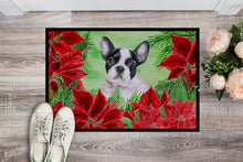 Load image into Gallery viewer, French Bulldog Black White Poinsettas Doormat - 18x27 Decorative Floor Mat – Indoor/Outdoor Rug with Artistic Flair CK1358MAT