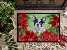 Load image into Gallery viewer, French Bulldog Black White Poinsettas Doormat - 18x27 Decorative Floor Mat – Indoor/Outdoor Rug with Artistic Flair CK1358MAT