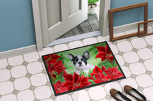 Load image into Gallery viewer, French Bulldog Black White Poinsettas Doormat - 18x27 Decorative Floor Mat – Indoor/Outdoor Rug with Artistic Flair CK1358MAT