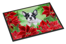 Load image into Gallery viewer, French Bulldog Black White Poinsettas Doormat - 18x27 Decorative Floor Mat – Indoor/Outdoor Rug with Artistic Flair CK1358MAT