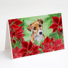 Load image into Gallery viewer, Jack Russell Terrier #2 Poinsettas Greeting Cards -  Blank Note Cards – 8-Pack of Artist-Designed Cards with Envelopes