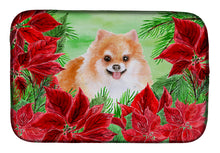 Load image into Gallery viewer, Pomeranian #2 Poinsettas Dish Drying Mat – Absorbent, Artistic Kitchen Essentials CK1363DDM