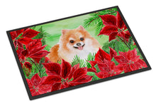 Load image into Gallery viewer, Pomeranian #2 Poinsettas Doormat - 24x36 Decorative Floor Mat – Indoor/Outdoor Rug with Artistic Flair CK1363JMAT