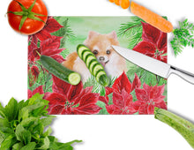 Load image into Gallery viewer, Pomeranian #2 Poinsettas Glass Cutting Boards – Durable, Decorative Kitchen Art Large CK1363LCB