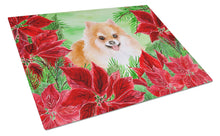 Load image into Gallery viewer, Pomeranian #2 Poinsettas Glass Cutting Boards – Durable, Decorative Kitchen Art Large CK1363LCB