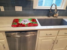 Load image into Gallery viewer, White Standard Poodle Poinsettas Dish Drying Mat – Absorbent, Artistic Kitchen Essentials CK1364DDM