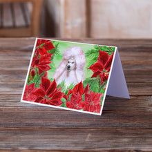 Load image into Gallery viewer, White Standard Poodle Poinsettas Greeting Cards -  Blank Note Cards – 8-Pack of Artist-Designed Cards with Envelopes