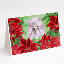 Load image into Gallery viewer, White Standard Poodle Poinsettas Greeting Cards -  Blank Note Cards – 8-Pack of Artist-Designed Cards with Envelopes