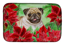 Load image into Gallery viewer, Fawn Pug Poinsettas Dish Drying Mat – Absorbent, Artistic Kitchen Essentials CK1365DDM