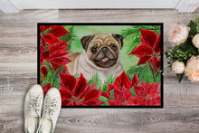 Load image into Gallery viewer, Fawn Pug Poinsettas Doormat - 24x36 Decorative Floor Mat – Indoor/Outdoor Rug with Artistic Flair CK1365JMAT