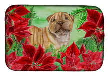 Load image into Gallery viewer, Shar Pei Puppy Poinsettas Dish Drying Mat – Absorbent, Artistic Kitchen Essentials CK1366DDM