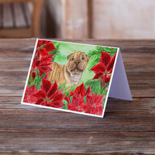 Load image into Gallery viewer, Shar Pei Puppy Poinsettas Greeting Cards -  Blank Note Cards – 8-Pack of Artist-Designed Cards with Envelopes