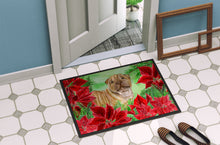 Load image into Gallery viewer, Shar Pei Puppy Poinsettas Doormat - 24x36 Decorative Floor Mat – Indoor/Outdoor Rug with Artistic Flair CK1366JMAT