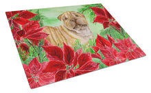 Load image into Gallery viewer, Shar Pei Puppy Poinsettas Glass Cutting Boards – Durable, Decorative Kitchen Art Large CK1366LCB