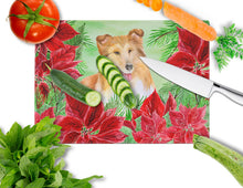 Load image into Gallery viewer, Sheltie Poinsettas Glass Cutting Boards – Durable, Decorative Kitchen Art Large CK1367LCB