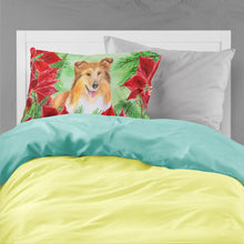 Load image into Gallery viewer, Sheltie Poinsettas  Standard Pillowcase – Artistic Decorative Front, White Back CK1367PILLOWCASE