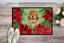 Load image into Gallery viewer, Tibetan Mastiff Poinsettas Doormat - 18x27 Decorative Floor Mat – Indoor/Outdoor Rug with Artistic Flair CK1368MAT