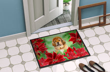 Load image into Gallery viewer, Tibetan Mastiff Poinsettas Doormat - 18x27 Decorative Floor Mat – Indoor/Outdoor Rug with Artistic Flair CK1368MAT