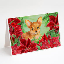 Load image into Gallery viewer, Toy Terrier Poinsettas Greeting Cards -  Blank Note Cards – 8-Pack of Artist-Designed Cards with Envelopes