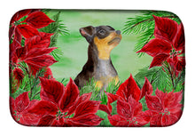 Load image into Gallery viewer, Miniature Pinscher #2 Poinsettas Dish Drying Mat – Absorbent, Artistic Kitchen Essentials CK1371DDM