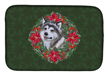 Load image into Gallery viewer, Alaskan Malamute Poinsetta Wreath Dish Drying Mat – Absorbent, Artistic Kitchen Essentials CK1504DDM