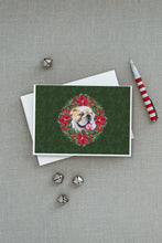 Load image into Gallery viewer, English Bulldog Poinsetta Wreath Greeting Cards -  Blank Note Cards – 8-Pack of Artist-Designed Cards with Envelopes