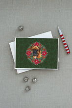 Load image into Gallery viewer, German Boxer Poinsetta Wreath Greeting Cards -  Blank Note Cards – 8-Pack of Artist-Designed Cards with Envelopes