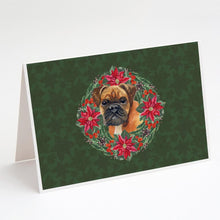 Load image into Gallery viewer, German Boxer Poinsetta Wreath Greeting Cards -  Blank Note Cards – 8-Pack of Artist-Designed Cards with Envelopes