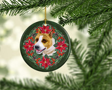 Load image into Gallery viewer, American Staffordshire Poinsetta Wreath Ornament - Round Ceramic Ornament – Artist-Designed Keepsake Decoration