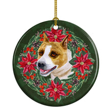 Load image into Gallery viewer, American Staffordshire Poinsetta Wreath Ornament - Round Ceramic Ornament – Artist-Designed Keepsake Decoration