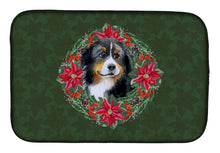 Load image into Gallery viewer, Bernese Mountain Dog Poinsetta Wreath Dish Drying Mat – Absorbent, Artistic Kitchen Essentials CK1511DDM