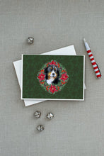 Load image into Gallery viewer, Bernese Mountain Dog Poinsetta Wreath Greeting Cards -  Blank Note Cards – 8-Pack of Artist-Designed Cards with Envelopes