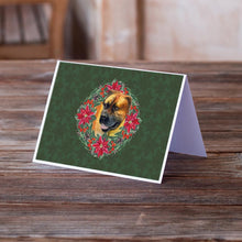 Load image into Gallery viewer, Boerboel Mastiff Poinsetta Wreath Greeting Cards -  Blank Note Cards – 8-Pack of Artist-Designed Cards with Envelopes