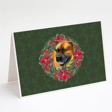 Load image into Gallery viewer, Boerboel Mastiff Poinsetta Wreath Greeting Cards -  Blank Note Cards – 8-Pack of Artist-Designed Cards with Envelopes