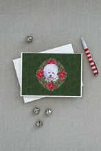 Load image into Gallery viewer, Bichon Frise Poinsetta Wreath Greeting Cards -  Blank Note Cards – 8-Pack of Artist-Designed Cards with Envelopes