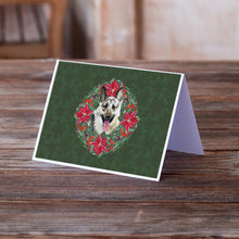 Load image into Gallery viewer, East-European Shepherd Poinsetta Wreath Greeting Cards -  Blank Note Cards – 8-Pack of Artist-Designed Cards with Envelopes