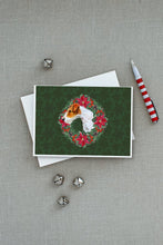 Load image into Gallery viewer, Fox Terrier Poinsetta Wreath Greeting Cards -  Blank Note Cards – 8-Pack of Artist-Designed Cards with Envelopes