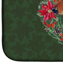 Load image into Gallery viewer, Dachshund Poinsetta Wreath Dish Drying Mat – Absorbent, Artistic Kitchen Essentials CK1518DDM