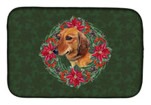 Load image into Gallery viewer, Dachshund Poinsetta Wreath Dish Drying Mat – Absorbent, Artistic Kitchen Essentials CK1518DDM