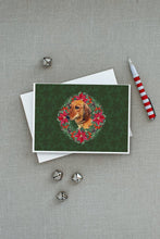 Load image into Gallery viewer, Dachshund Poinsetta Wreath Greeting Cards -  Blank Note Cards – 8-Pack of Artist-Designed Cards with Envelopes