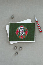 Load image into Gallery viewer, Dalmatian Poinsetta Wreath Greeting Cards -  Blank Note Cards – 8-Pack of Artist-Designed Cards with Envelopes