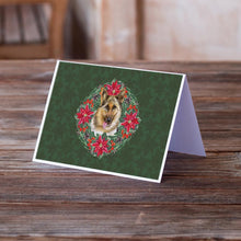 Load image into Gallery viewer, German Shepherd Poinsetta Wreath Greeting Cards -  Blank Note Cards – 8-Pack of Artist-Designed Cards with Envelopes
