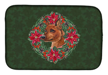 Load image into Gallery viewer, Miniature Pinscher Poinsetta Wreath Dish Drying Mat – Absorbent, Artistic Kitchen Essentials CK1522DDM