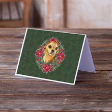 Load image into Gallery viewer, Chihuahua Poinsetta Wreath Greeting Cards -  Blank Note Cards – 8-Pack of Artist-Designed Cards with Envelopes