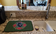 Load image into Gallery viewer, Giant Schnauzer Poinsetta Wreath Dish Drying Mat – Absorbent, Artistic Kitchen Essentials CK1526DDM