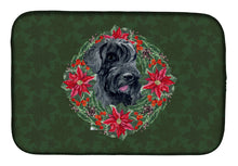 Load image into Gallery viewer, Giant Schnauzer Poinsetta Wreath Dish Drying Mat – Absorbent, Artistic Kitchen Essentials CK1526DDM