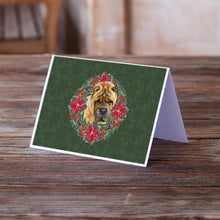 Load image into Gallery viewer, Shar Pei Poinsetta Wreath Greeting Cards -  Blank Note Cards – 8-Pack of Artist-Designed Cards with Envelopes