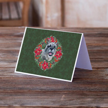 Load image into Gallery viewer, Schnauzer Poinsetta Wreath Greeting Cards -  Blank Note Cards – 8-Pack of Artist-Designed Cards with Envelopes